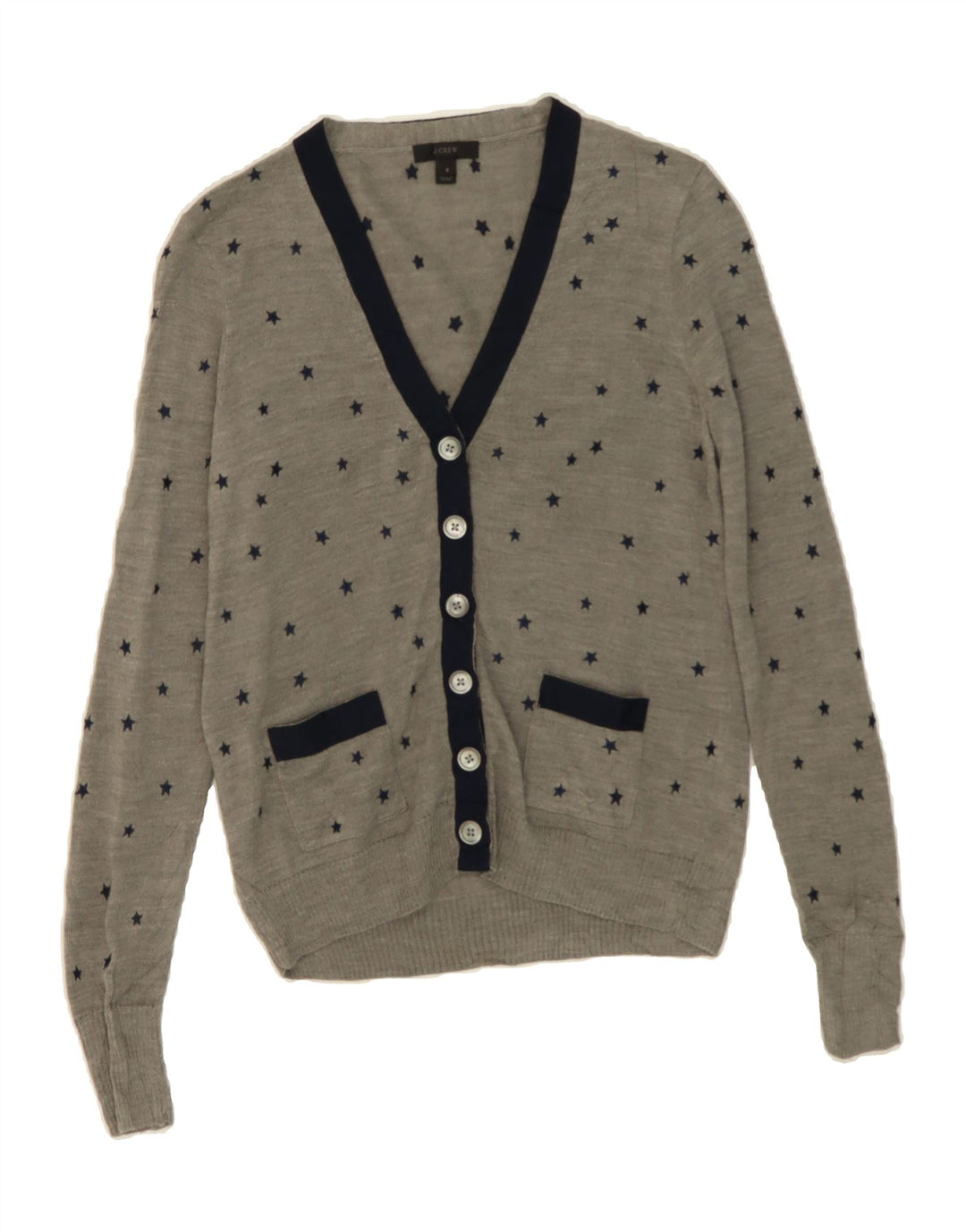 J. CREW Womens Cardigan Sweater UK 10 Small Grey Spotted Wool Vintage J. Crew and Second-Hand J. Crew from Messina Hembry 