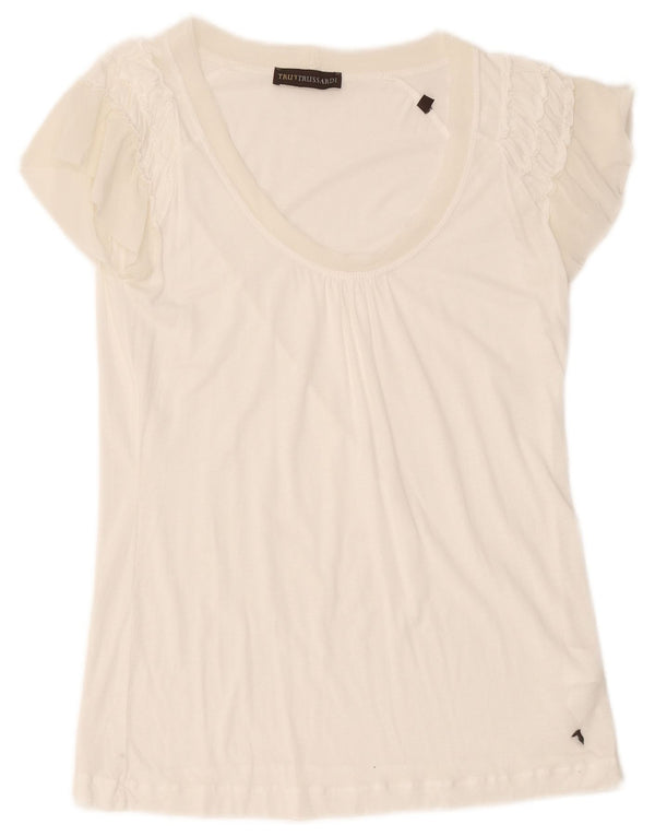 Trussardi ženska majica kratkih rukava Regular UK 10 Small White Lyocell