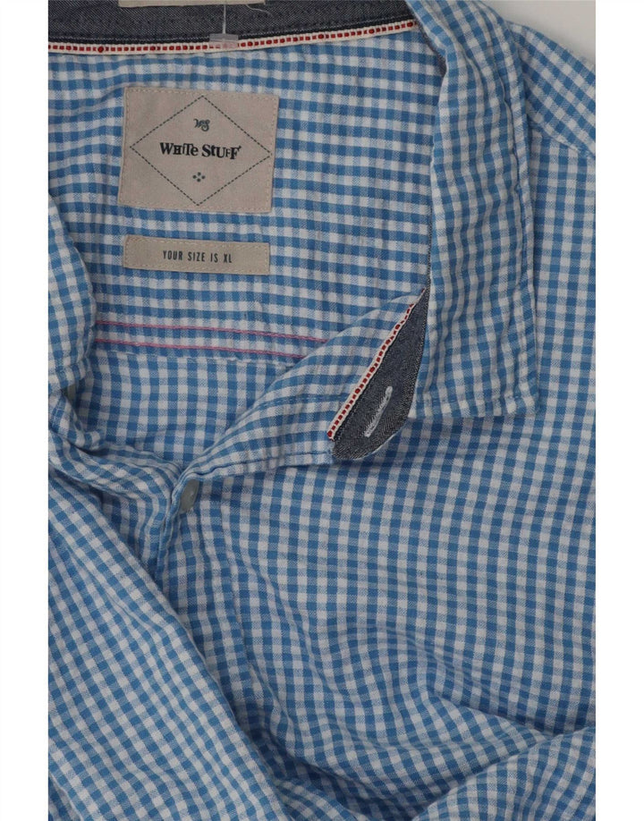 Bijela muška majica kratkih rukava XL plavi gingham