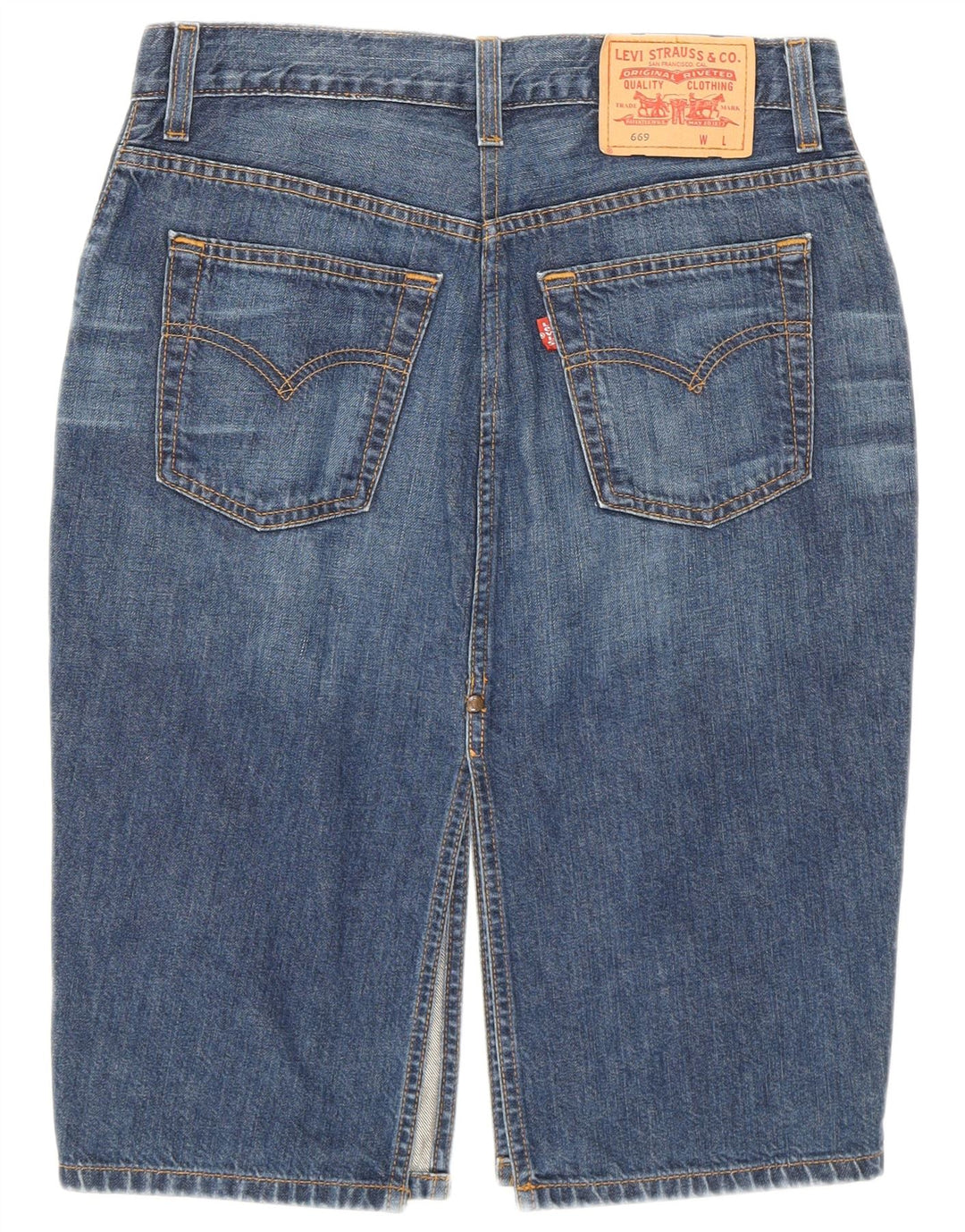 Levi's ženska 669 traper suknja W28 srednje tamnoplavi pamuk