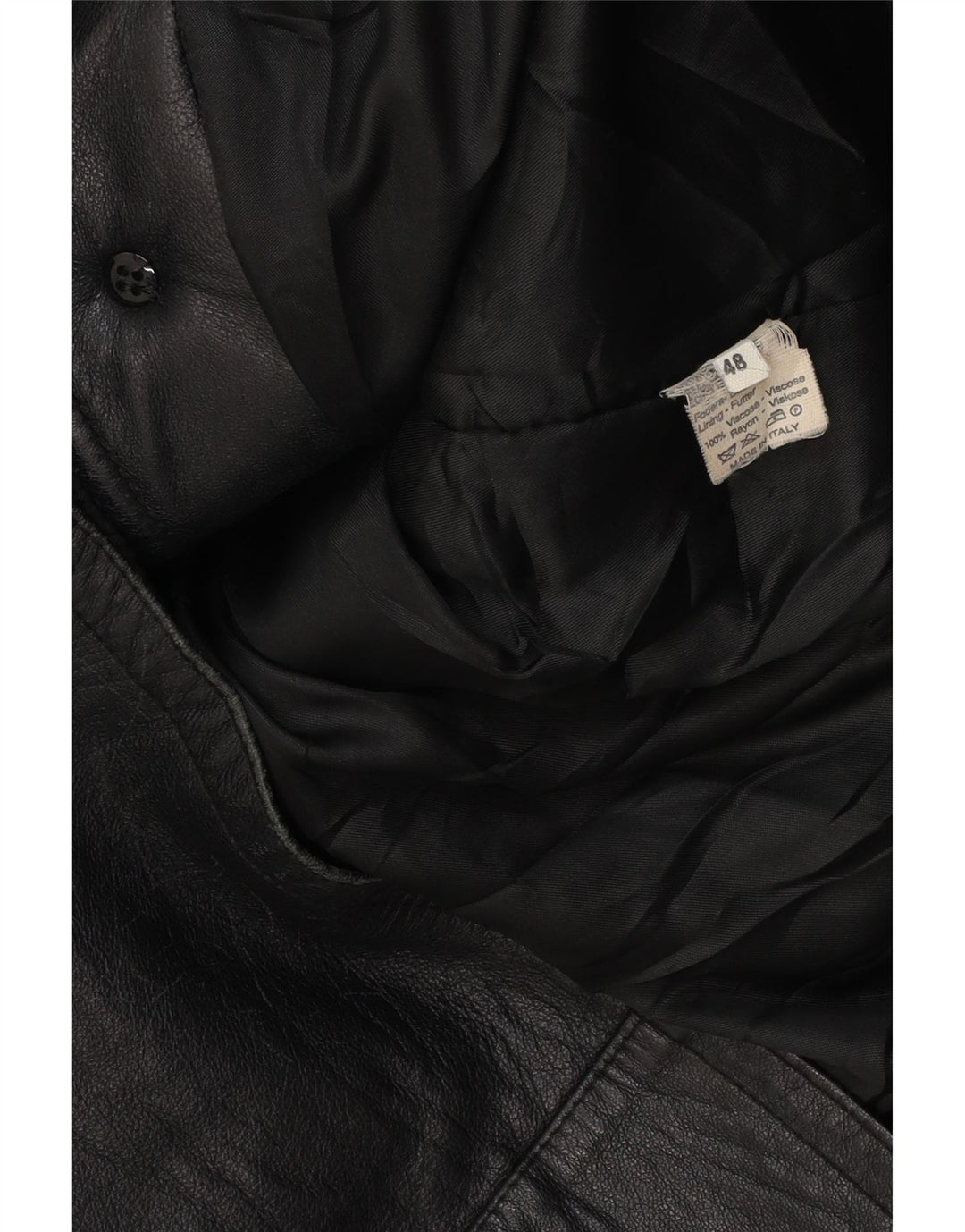 VINTAGE ženski preveliki kožni kaput s kapuljačom IT 48 XL crna koža