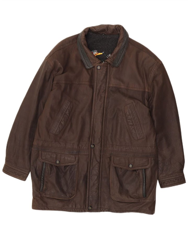 JOHN B muška kožna jakna UK 46 3XL smeđa koža