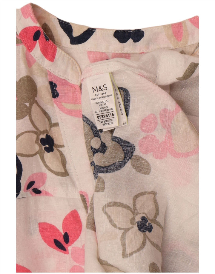 Marks & Spencer ženska prevelika bluza UK 12 Srednje bijelo cvjetno platno