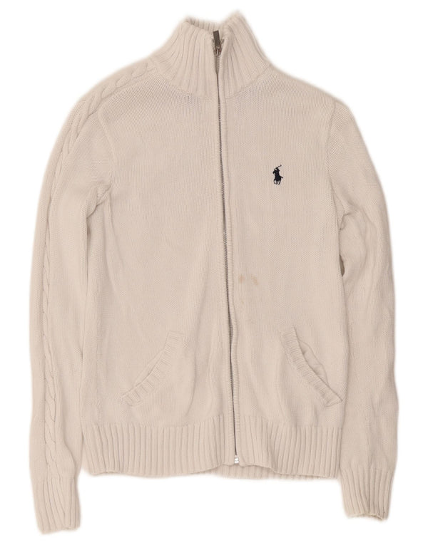 Ralph Lauren ženski kardigan džemper UK 10 Mali bijeli pamuk
