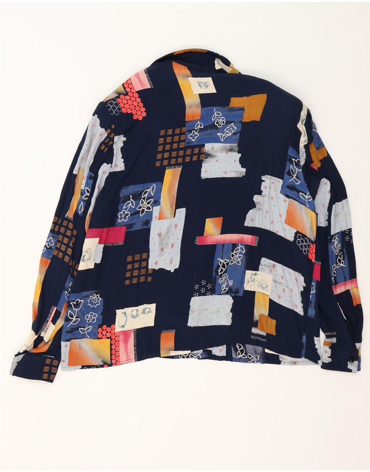 Vintage ženska široka košulja bluza IT 42 Srednje tamnoplava patchwork