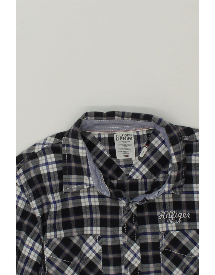 TOMMY HILFIGER Mens Shirt Small Black Check Cotton Vintage Tommy Hilfiger and Second-Hand Tommy Hilfiger from Messina Hembry 