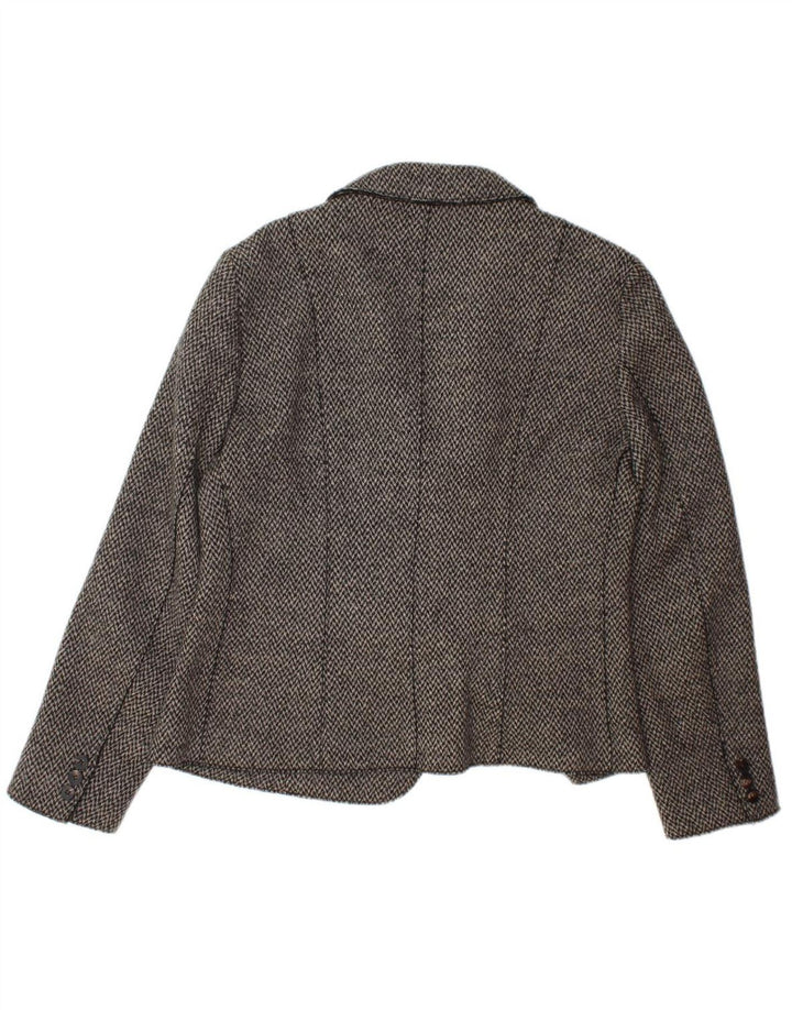MARELLA Womens Double Breasted Blazer Jacket UK 16 Large Grey Herringbone