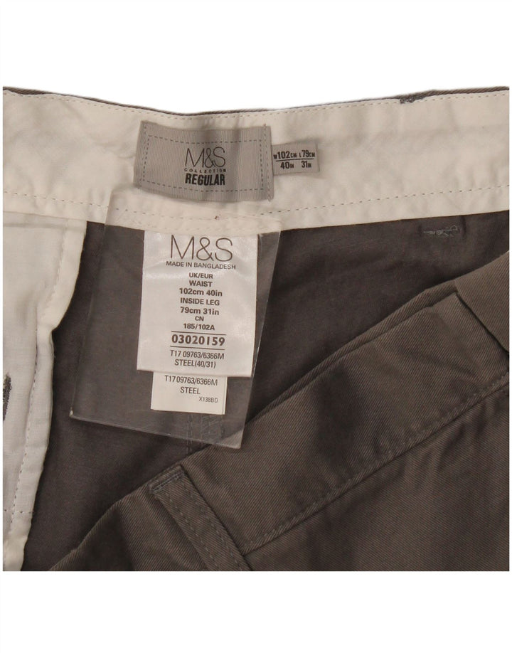 Marks & Spencer muške chino hlače standardnog kroja W40 L31 sivi pamuk