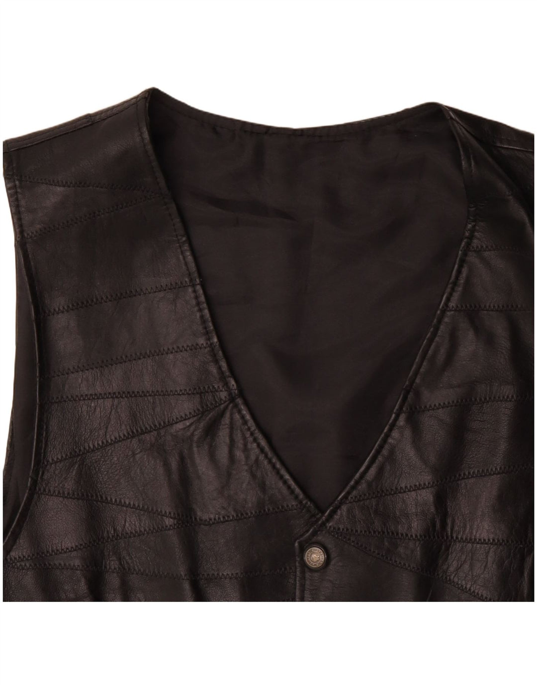 VINTAGE muški kožni prsluk srednje crne boje