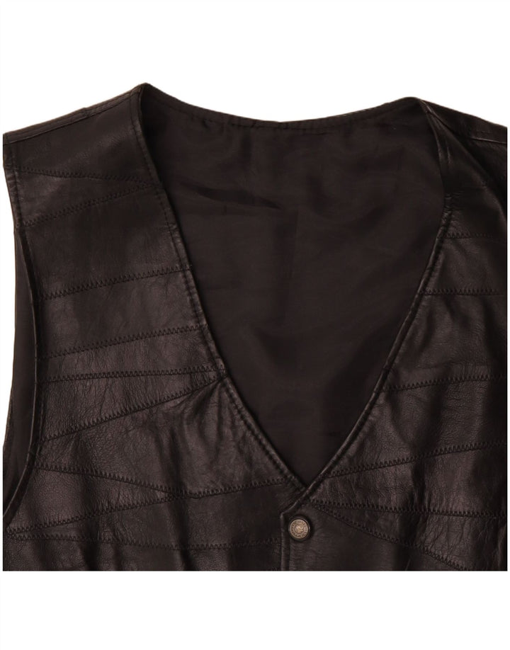 VINTAGE muški kožni prsluk srednje crne boje