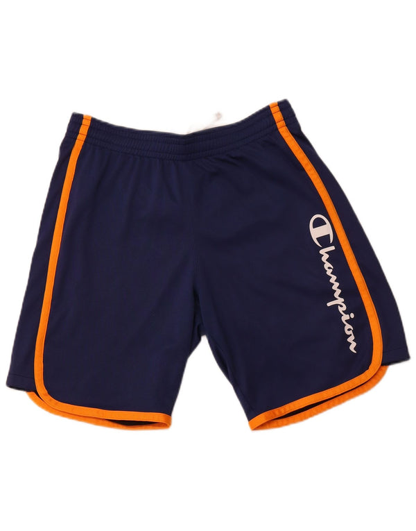 CHAMPION Boys Graphic Sport Shorts 15-16 Years 2XL  Navy Blue Polyester