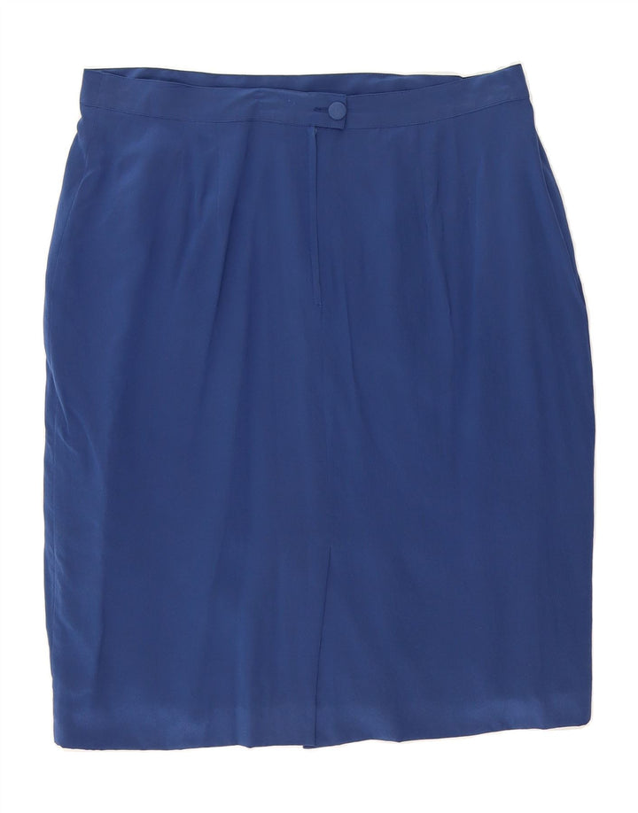 MARINA RINALDI Womens Pencil Skirt Size 23 Medium W34 Blue Silk Vintage Marina Rinaldi and Second-Hand Marina Rinaldi from Messina Hembry 