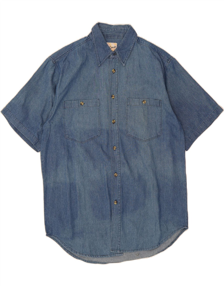 EAST COAST Mens Short Sleeve Denim Shirt Size 39/40 Medium Blue Vintage East Coast and Second-Hand East Coast from Messina Hembry 
