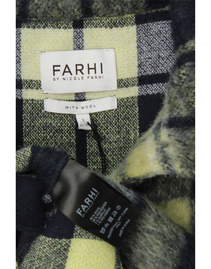 FARHI Womens Overcoat UK 10 Small Green Check Wool Vintage Farhi and Second-Hand Farhi from Messina Hembry 