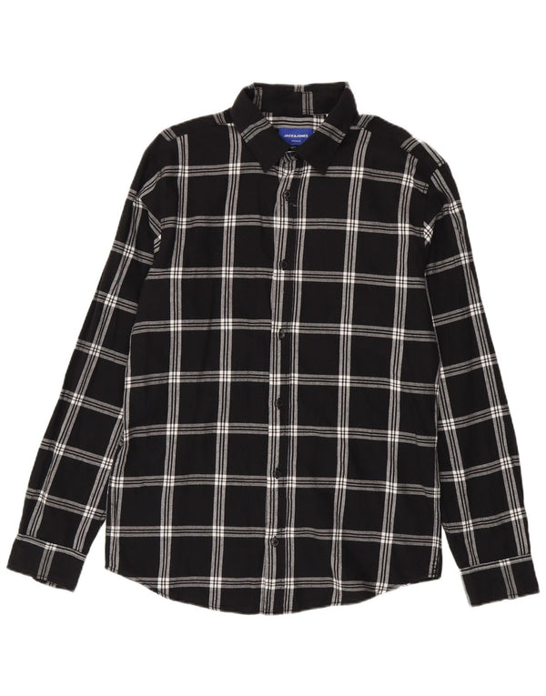 Jack & Jones muška flanelska košulja veliki crni karirani pamuk