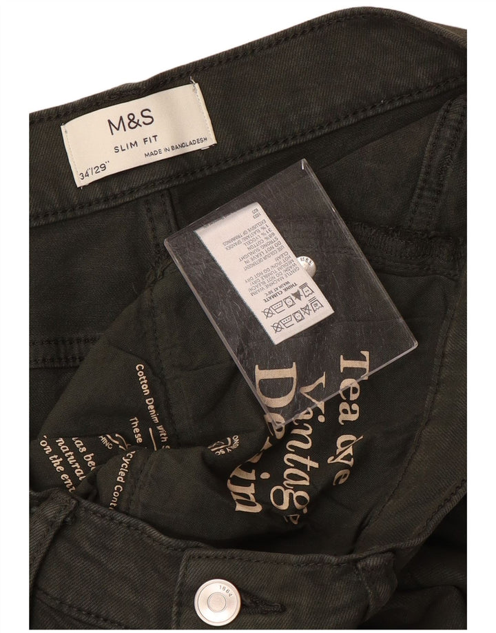 Marks & Spencer muške uske traperice W34 L29 kaki pamuk