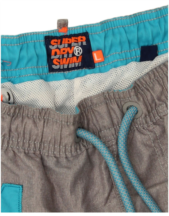 Superdry muške kratke hlače za kupanje s grafičkim motivima, veliki sivi poliester