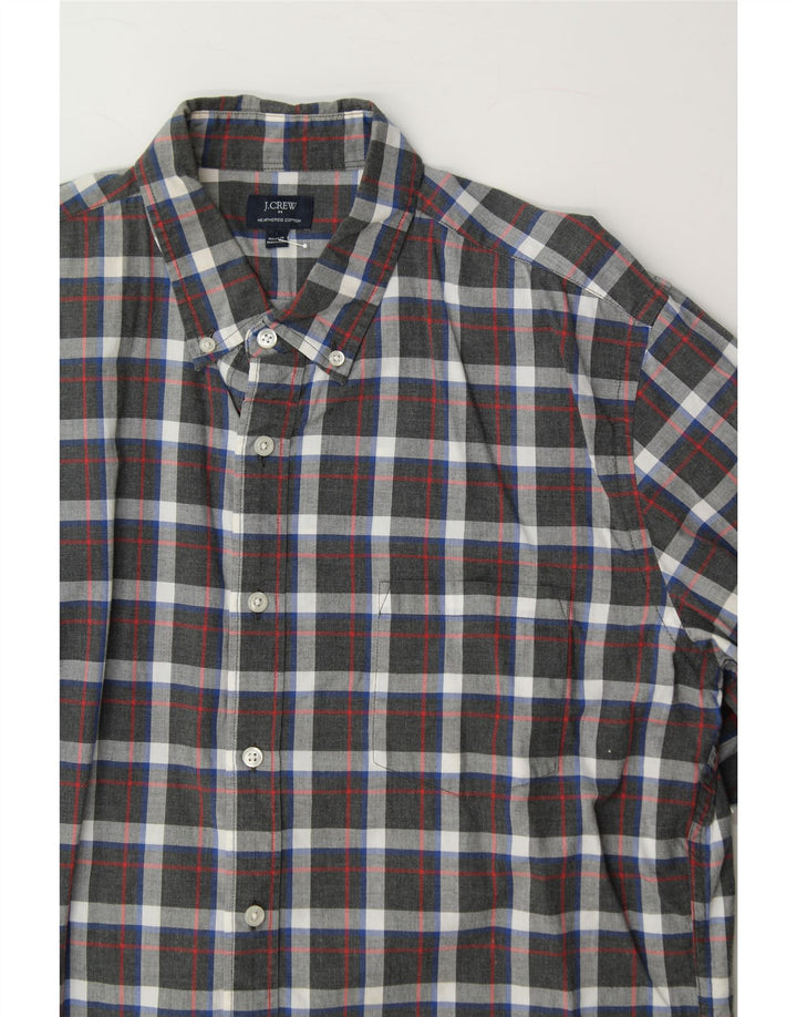 J. CREW Mens Shirt Large Grey Check Cotton Vintage J. Crew and Second-Hand J. Crew from Messina Hembry 