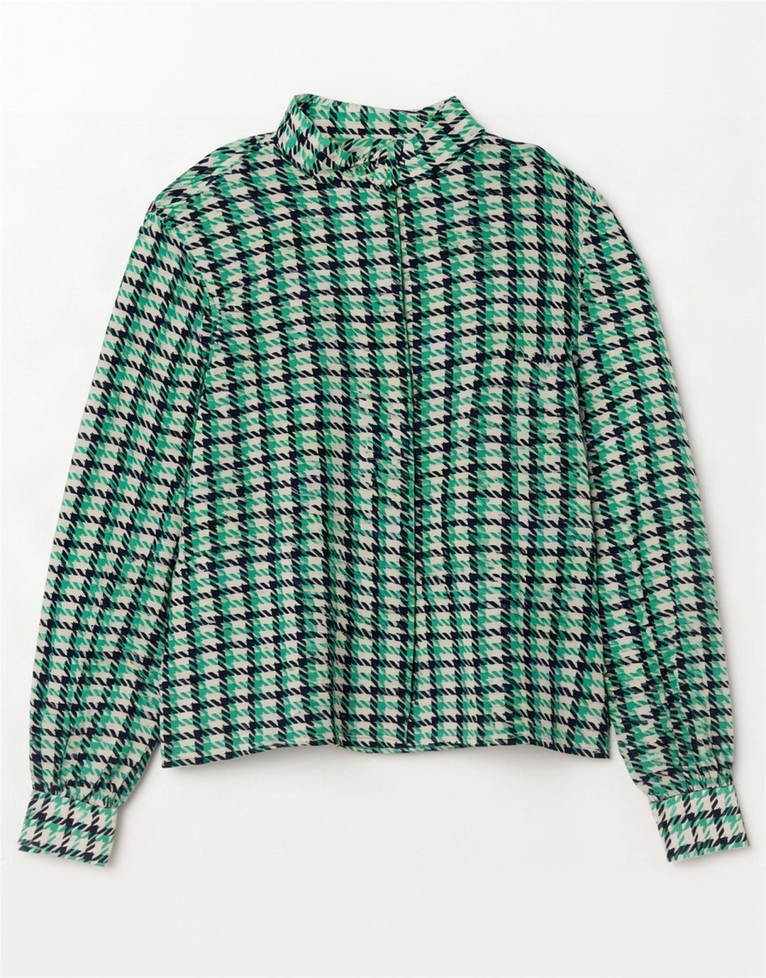 Vintage ženska košulja bluza UK 12 Srednje zelena houndstooth