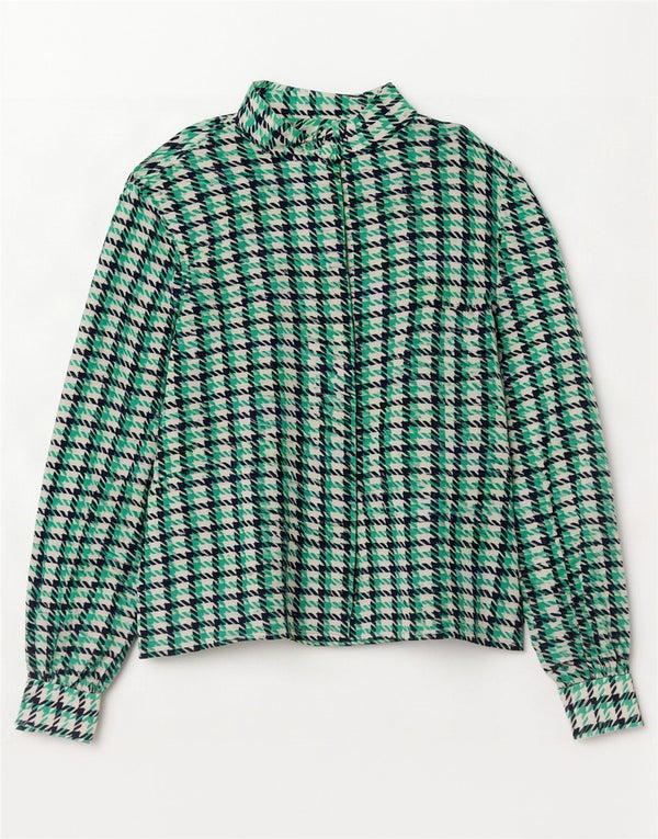 Vintage ženska košulja bluza UK 12 Srednje zelena houndstooth