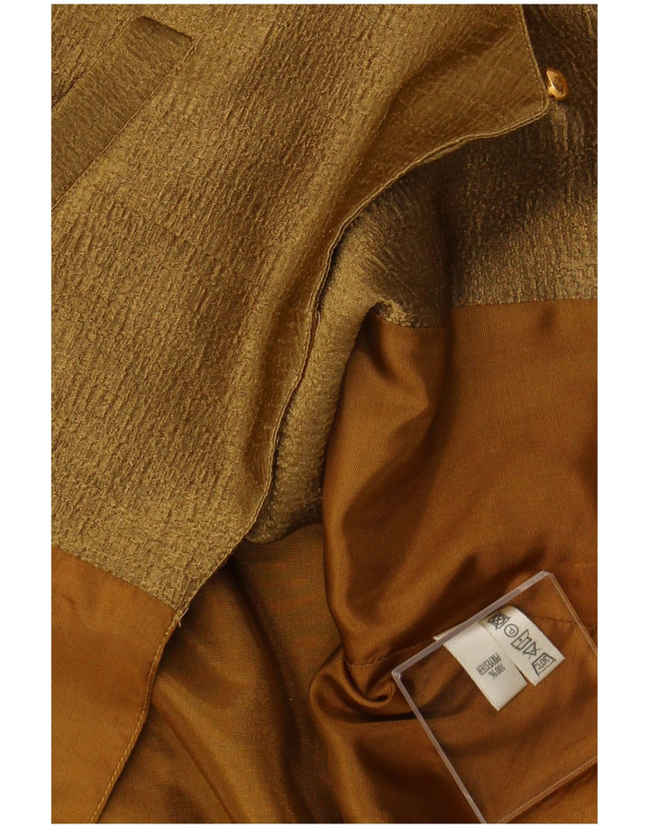 VINTAGE ženski prsluk UK 14 Srednji kaki cvjetni poliester