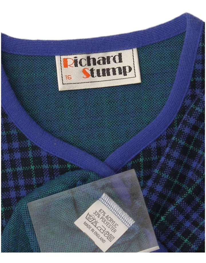 RICHARD STUMP Ženska jakna s 5 gumba UK 16 Veliki plavi karirani