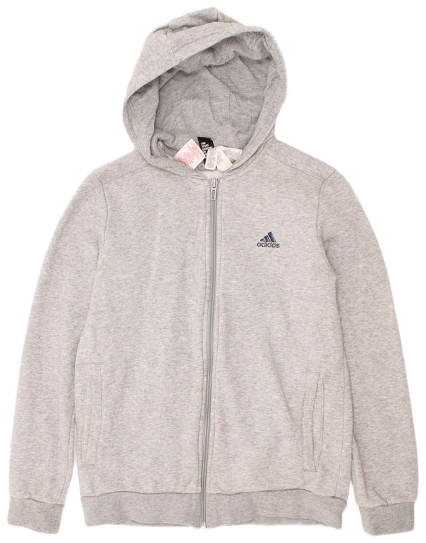 Adidas pulover s kapuljačom s patentnim zatvaračem za dječake 11-12 godina, sivi flekasti pamuk