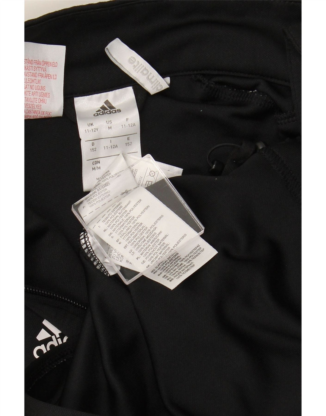 Gornja jakna trenirke ADIDAS Climalite za dječake 11-12 godina, crni poliester