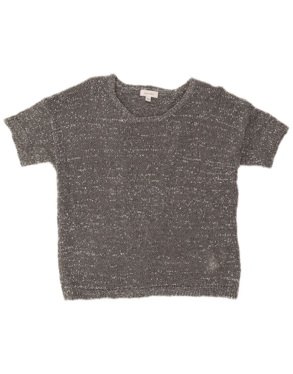 Calvin Klein ženski džemper s veznim izrezom UK 10 Mala siva moderna