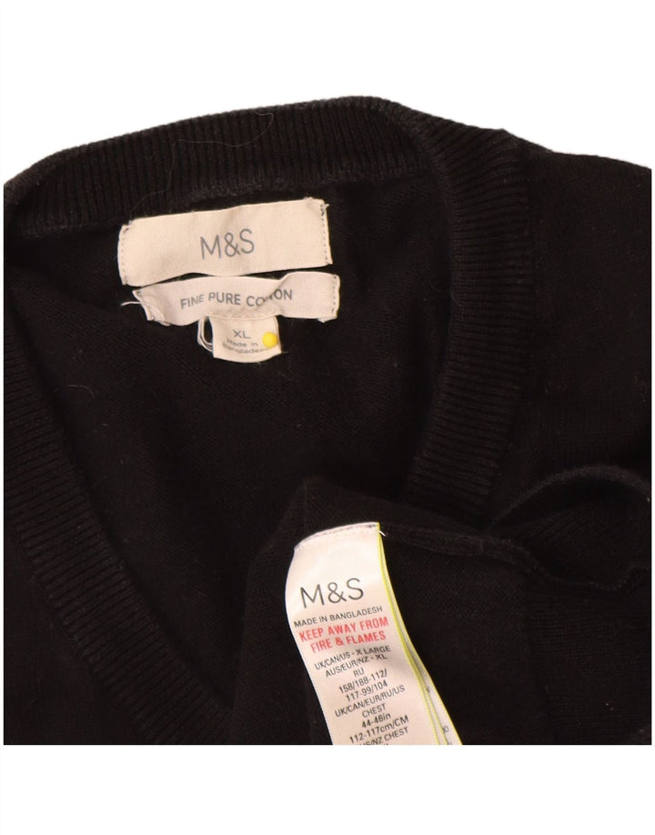 Marks & Spencer muški džemper s V-izrezom XL crni pamuk
