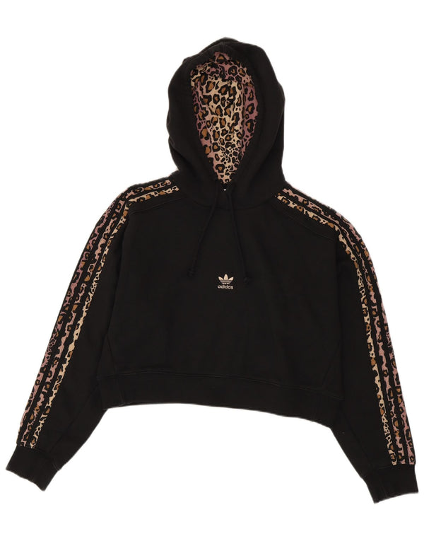 Adidas ženski kratki kratki majica s kapuljačom UK 10 Mali crni životinjski print