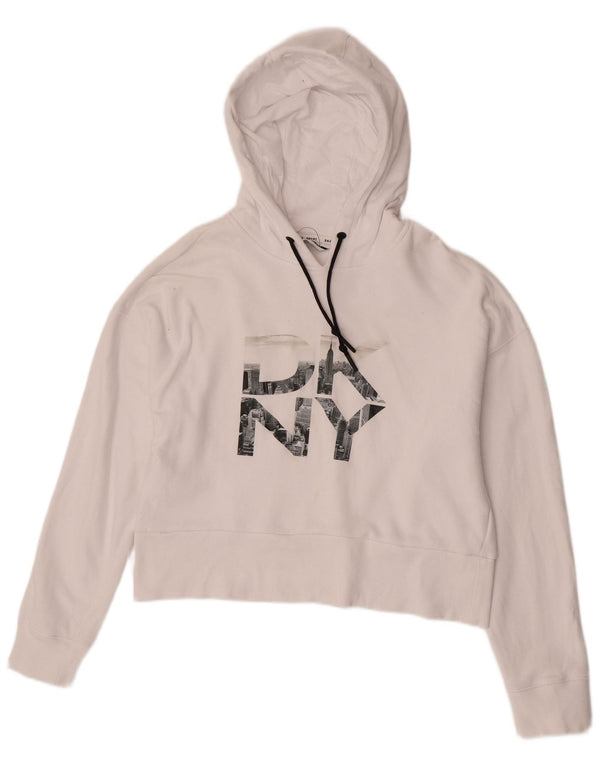 Dkny Ženska prekomjerna majica s kapuljačom s kapuljačom UK 10 Mali bijeli pamuk