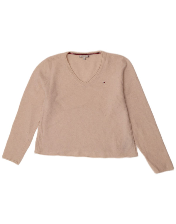 Tommy Hilfiger ženski kratki džemper s V-izrezom UK 18 XL od bijele vune