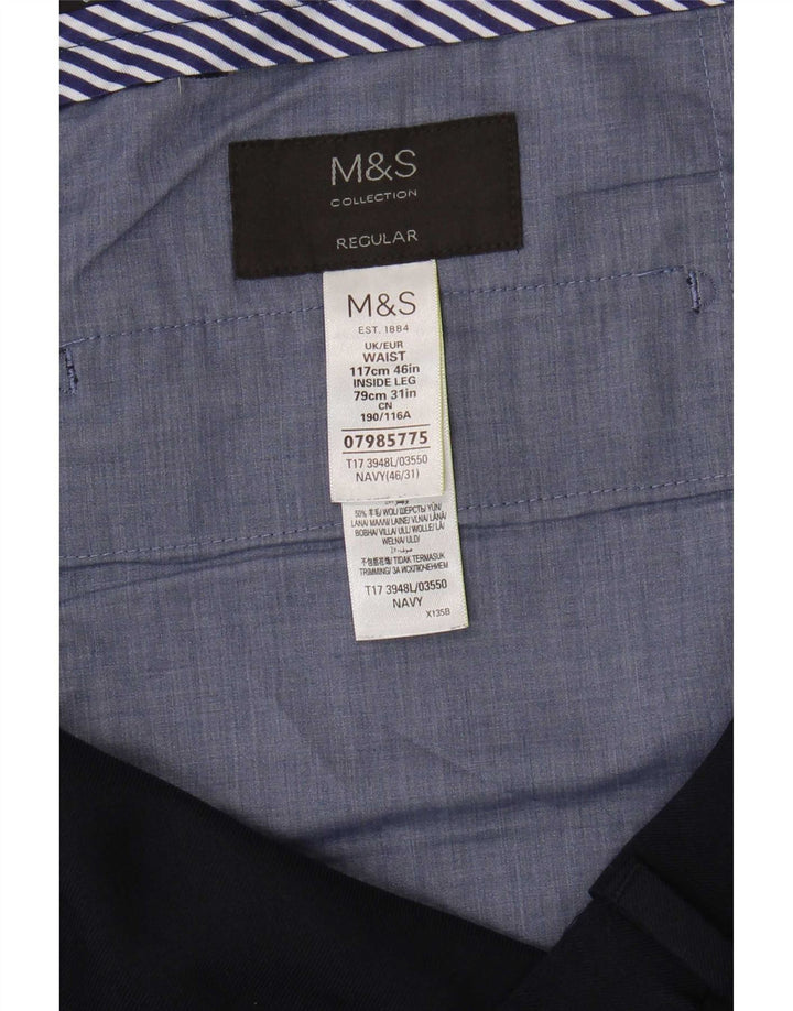 Marks & Spencer muške hlače standardnog kroja W46 L31 tamnoplavi poliester