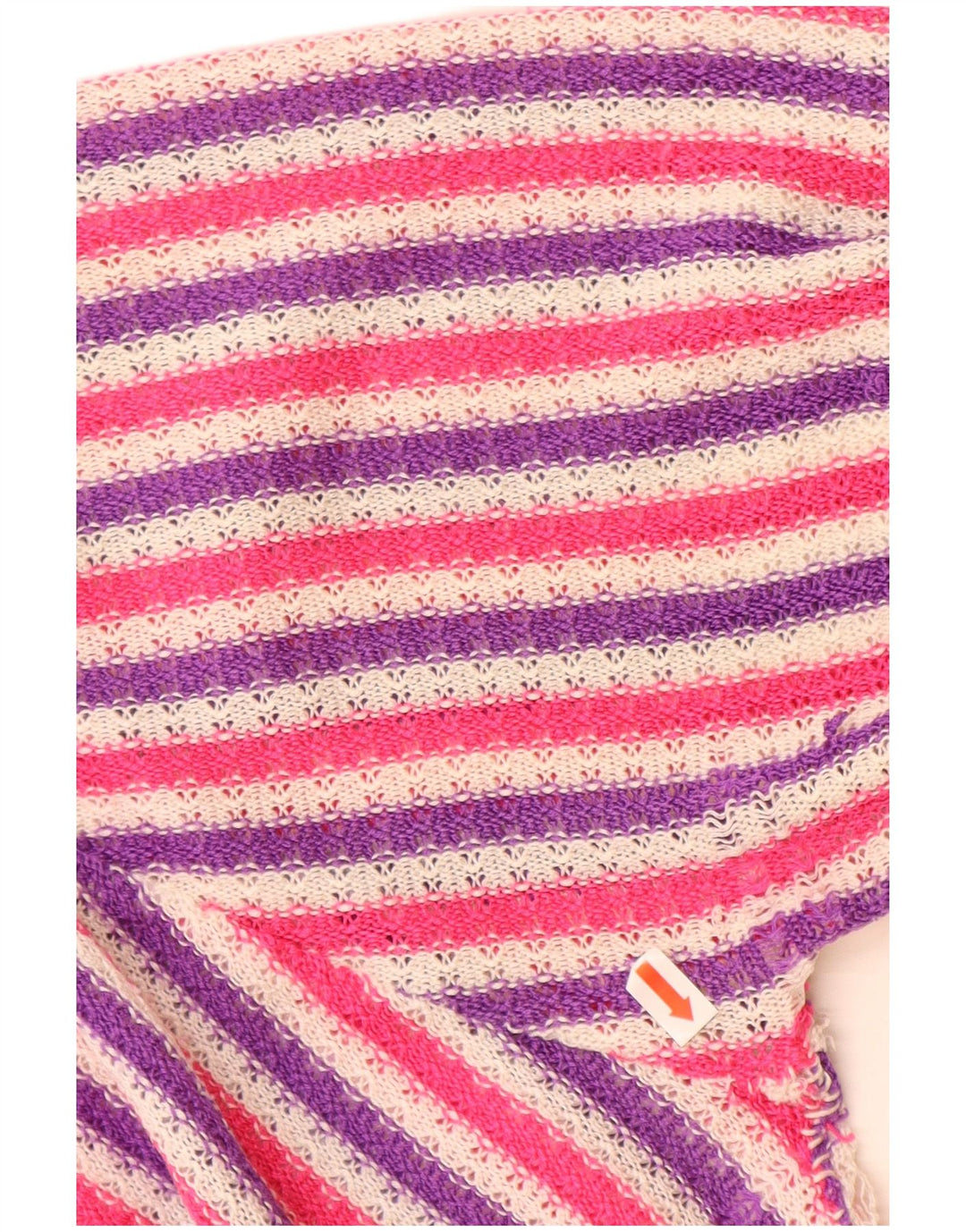 VINTAGE ženski džemper s veznim izrezom UK 14 Velike raznobojne pruge