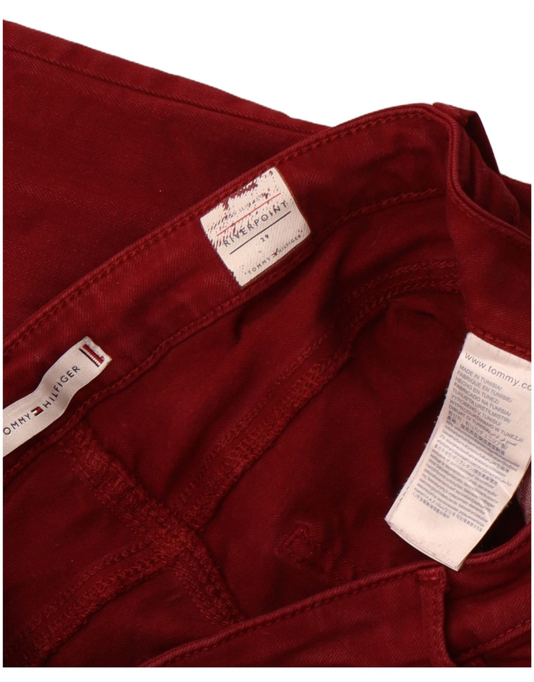 TOMMY HILFIGER Ženske uske traperice Riverpoint W29 L28 Bordo pamuk