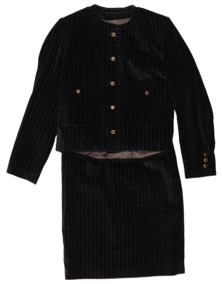 VINTAGE ženski dvodijelni komplet suknji s 5 gumba UK 12 srednje W28 crna