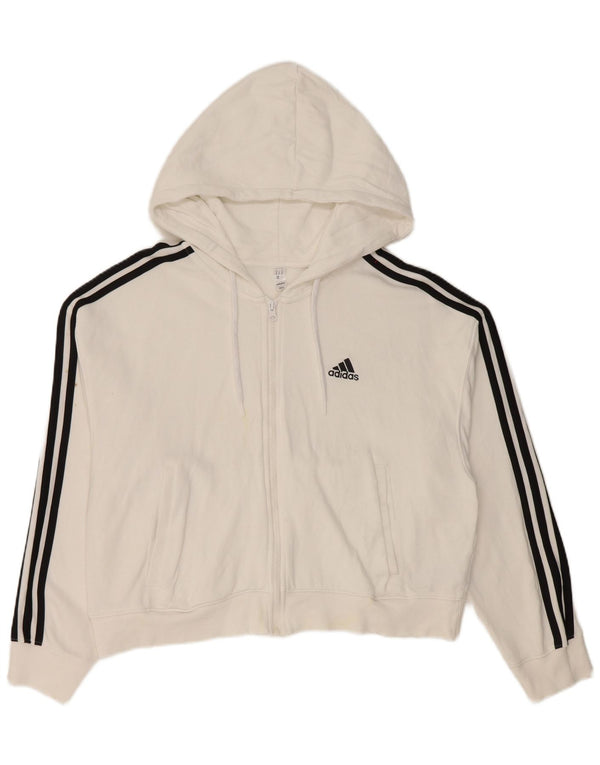 Adidas ženski kratki pulover s kapuljačom s patentnim zatvaračem UK 12/14 Srednje bijeli pamuk