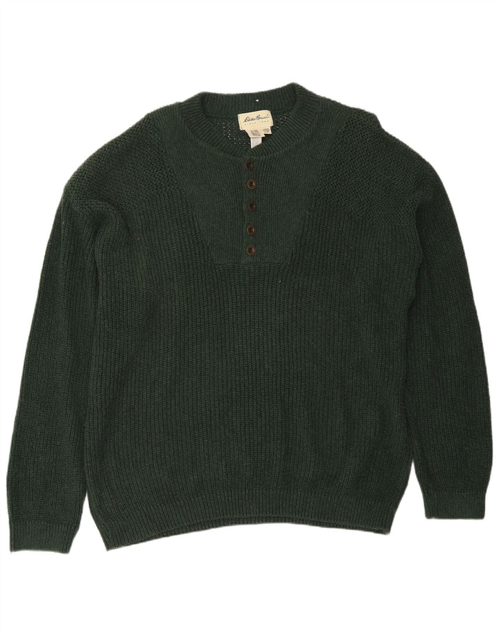 Eddie Bauer Muški džemper s dugmadima i ovratnikom Veliki zeleni pamuk