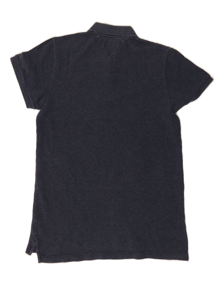 HILFIGER DENIM Mens Graphic Polo Shirt Medium Navy Blue Cotton Vintage Hilfiger Denim and Second-Hand Hilfiger Denim from Messina Hembry 