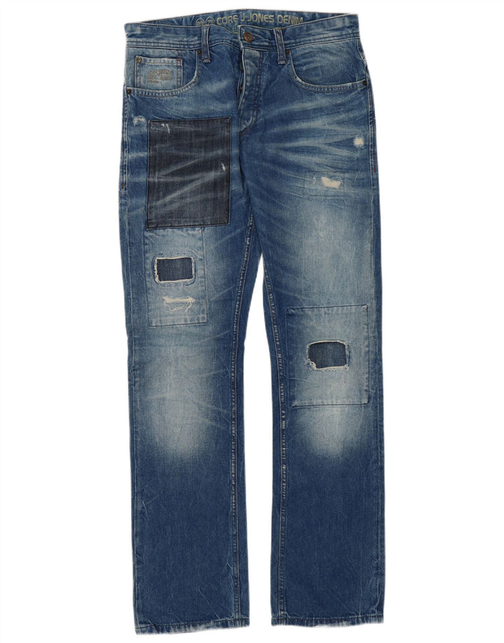 Muške ravne traperice Jack & Jones W32 L34 plavi patchwork pamuk