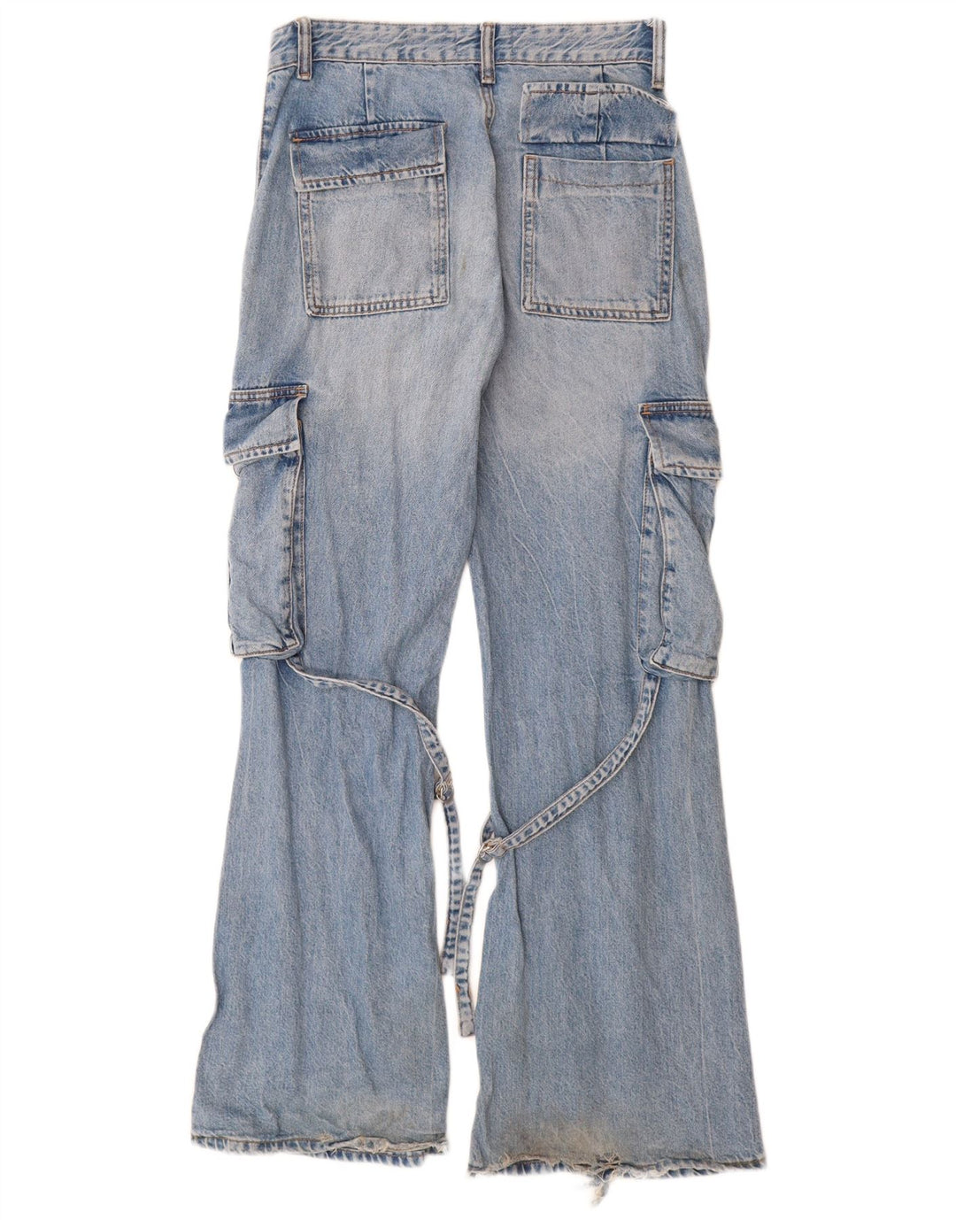 ZARA ženske Cargo lepršave traperice EU 34 2XS W24 L32 plavi pamuk