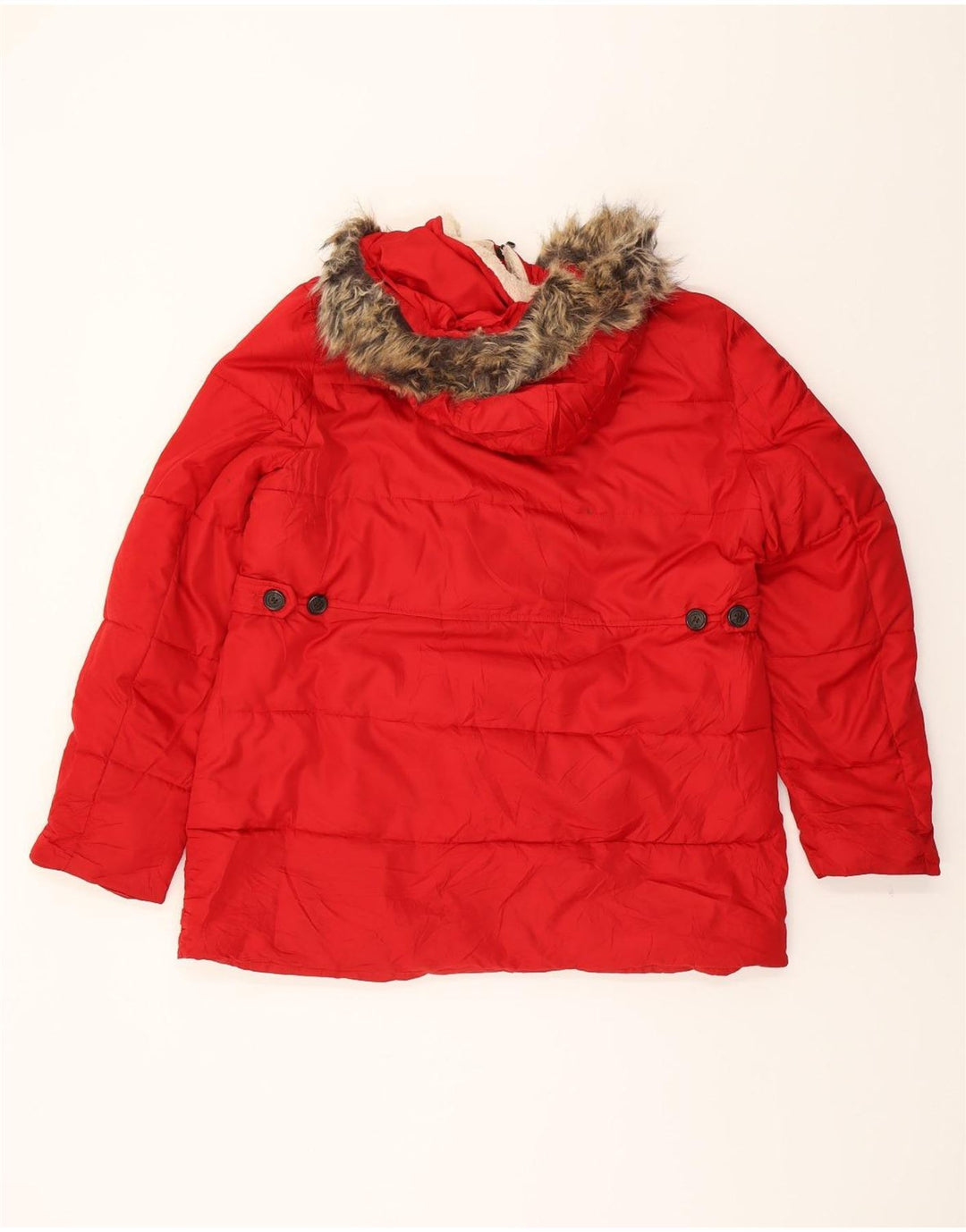 CHAPS Womens Hooded Padded Jacket UK 18 XL Red Polyester Vintage Chaps and Second-Hand Chaps from Messina Hembry 