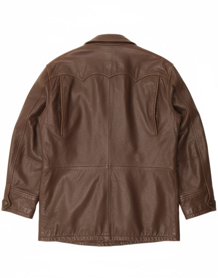 VINTAGE Mens Leather Jacket IT 52/54 Large Brown Leather