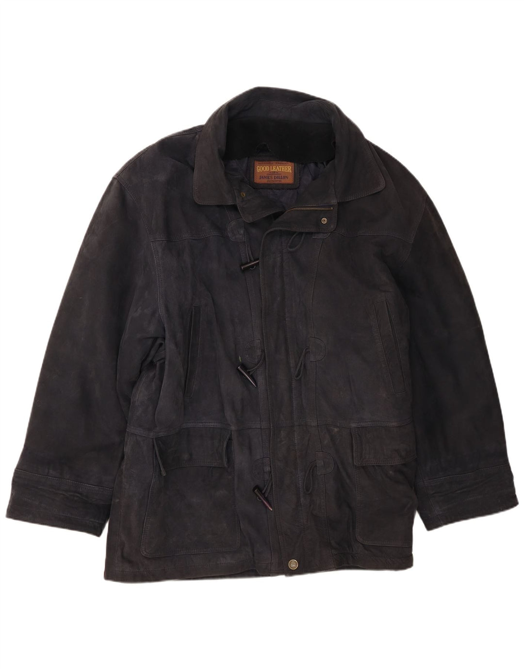James Dillon Mens Suede Duffle Jacket UK 42 XL Mornarsko plava koža