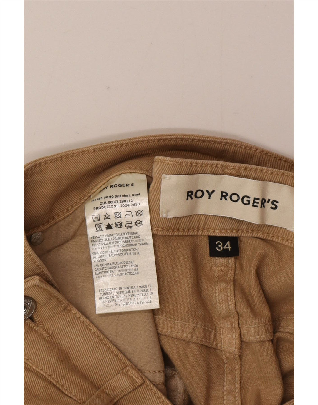 Roy Rogers Muške ravne traperice W34 L32 Smeđi pamuk