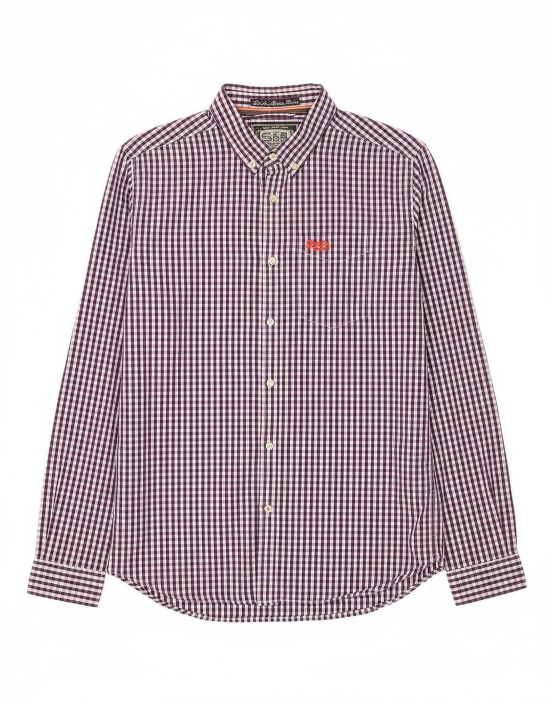 SUPERDRY Mens Shirt Large Purple Gingham Cotton