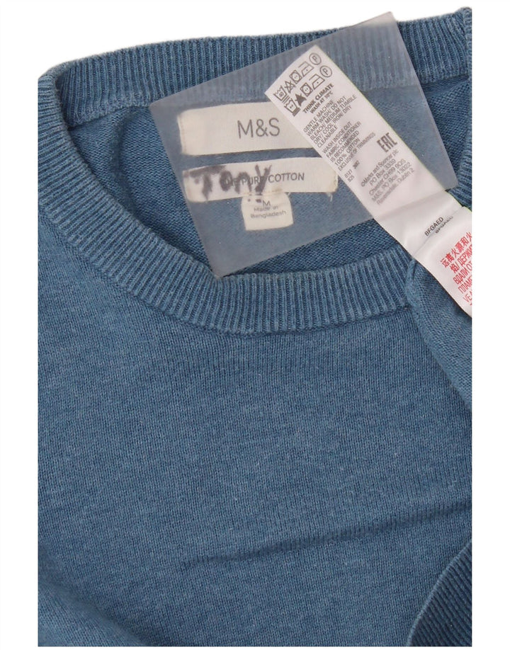 Marks & Spencer muški džemper s okruglim izrezom Srednje plavi pamuk