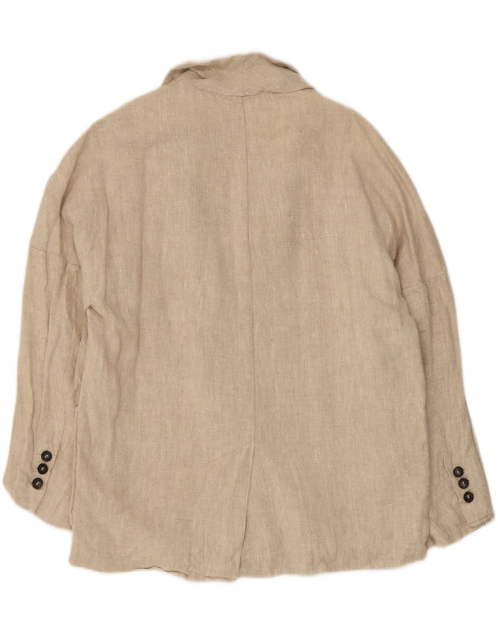 Preveliki ženski sako Zara s dvostrukim kopčanjem UK 10 Small Beige Lan