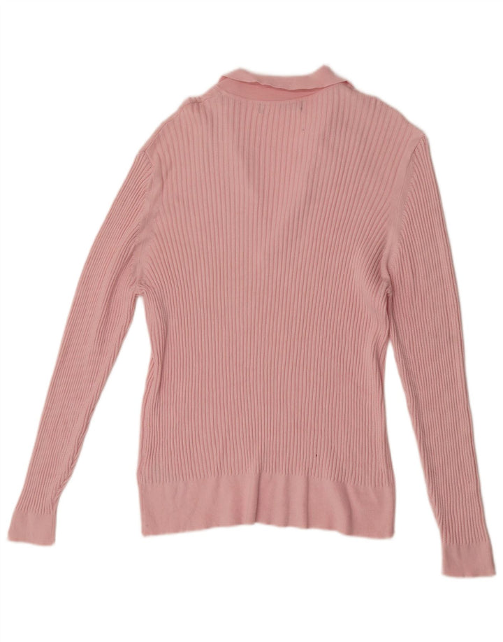 Marks & Spencer ženski džemper s polo ovratnikom UK 14 srednje ružičasta